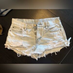 American Eagle Light Blue Ripped Jean Shorts